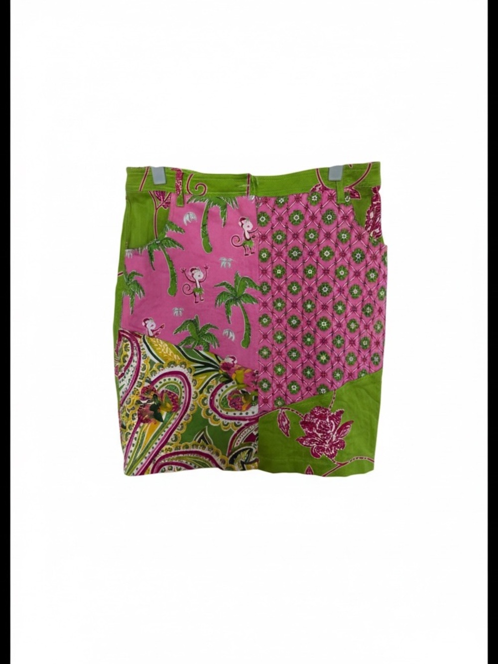 Vanity Pink & Green Mixed-Print Mini Skirt